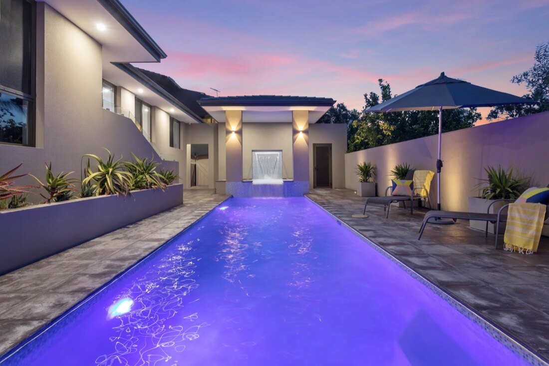Perth home with pool presented at dusk