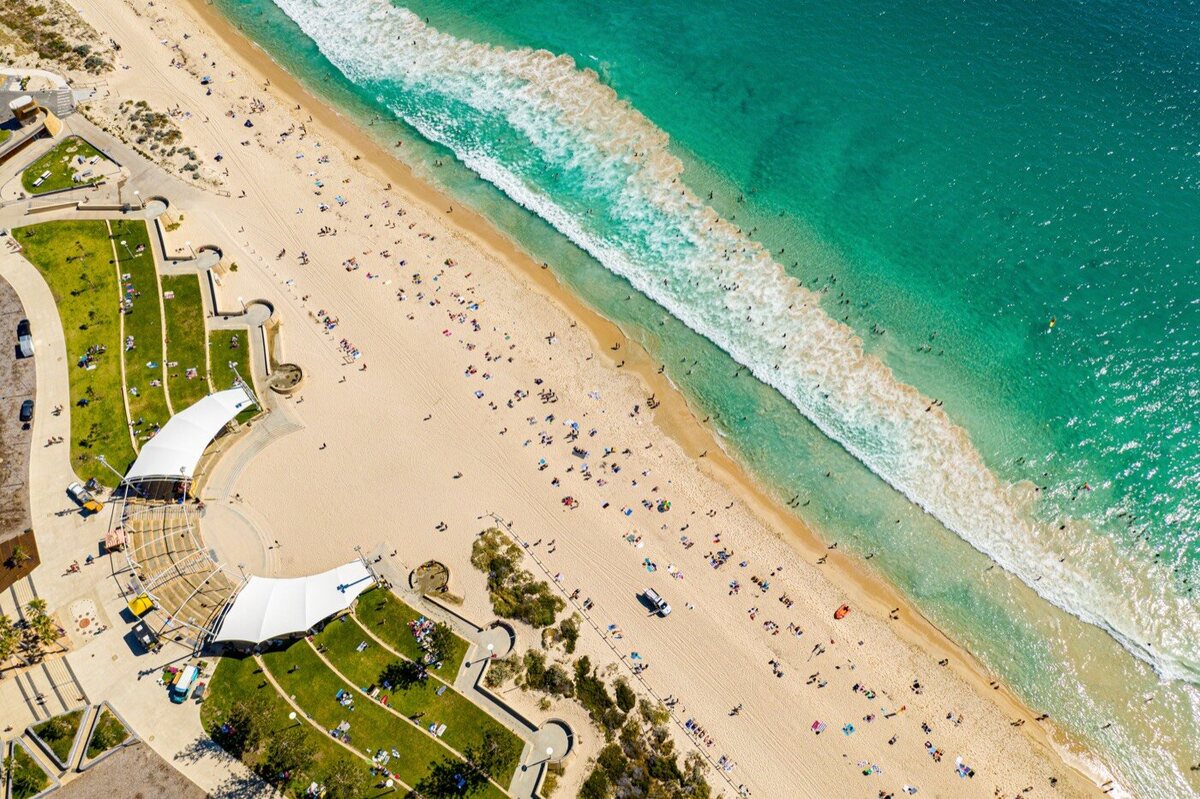 Aerial view of Scarborough coastline